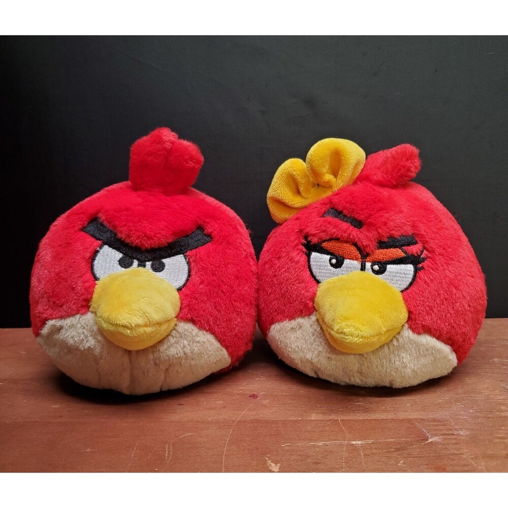Angry Birds Red Bird Plush Lot Of 2 Boy And Girl No Sound 5”